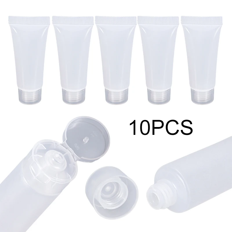 

10pcs/lot 5ml 10ml 15ml 20ml 30ml 50ml 100ml Empty Plastic Squeeze Tubes Flip Screw Cap Refillable Bottle Lotion Containers