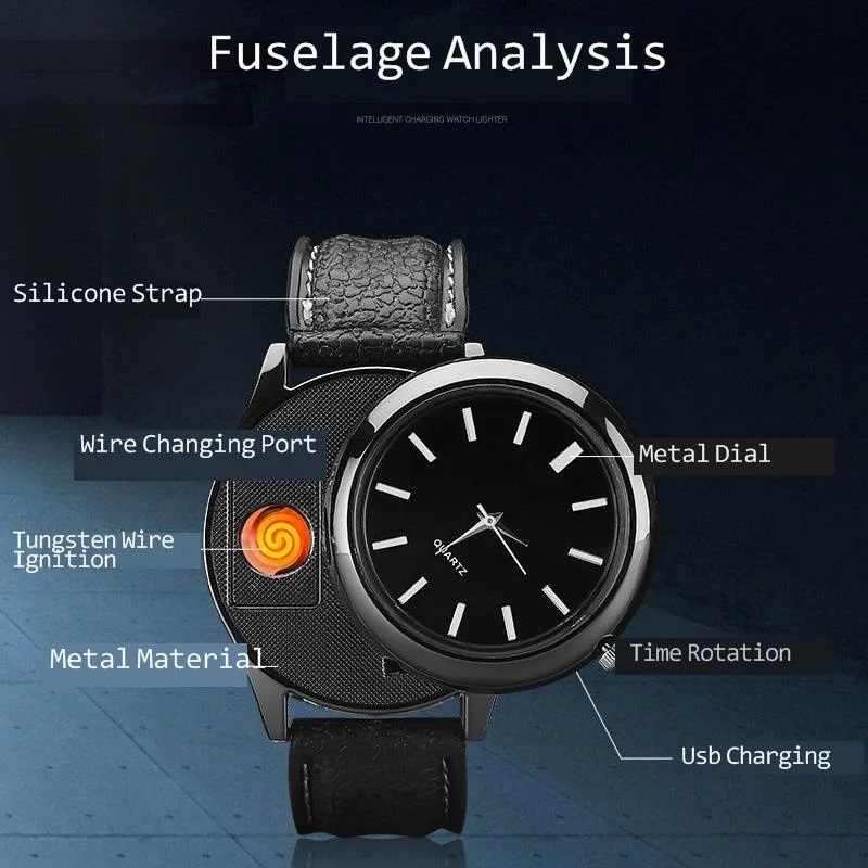 Watch Lighter USB Charging Windproof Lighters Creative Watch Cigarette Lighter New Personalized Men's Cigarette Lighter
Watch Lighter USB Charging Windproof Lighters Creative Watch Cigarette Lighter New Personalized Men's Cigarette Lighter