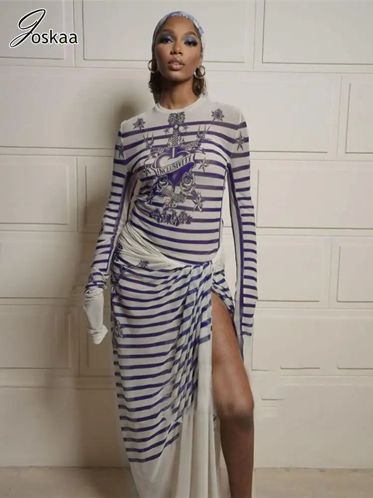 Joskaa Striped Print Mesh Sheer Two Piece Set Women Sexy Lengthen Sleeve Tops and Bandage Skirt Matching 2023 Night Club Outifts
Joskaa Striped Print Mesh Sheer Two Piece Set Women Sexy Lengthen Sleeve Tops and Bandage Skirt Matching 2023 Night Club Outifts