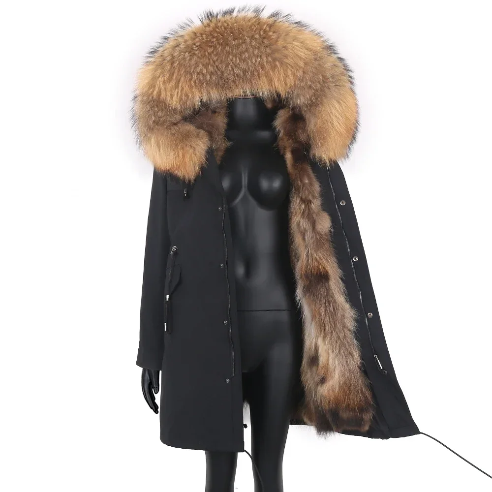 

Women 7xl Fox Fur Coat Parkas Winter Jacket Coat Waterproof Parka Big Real Fur Collar Natural Fox Fur Liner Long Outerwear