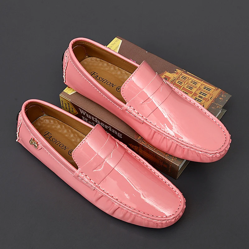 

Casual Shoes for Men Women Boys Bright Leather Stage Performance Designer 35~48 Peas Soft Driving Male Flats Loafers Moccasins