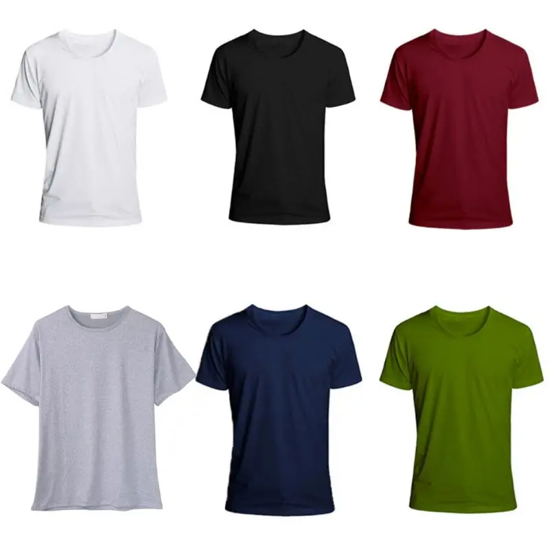 

A2078 Men's Neck cotton Casual T-shirt Slim Fit Short Sleeve Solid Color Polyester M/L/XL/2XL/3XL