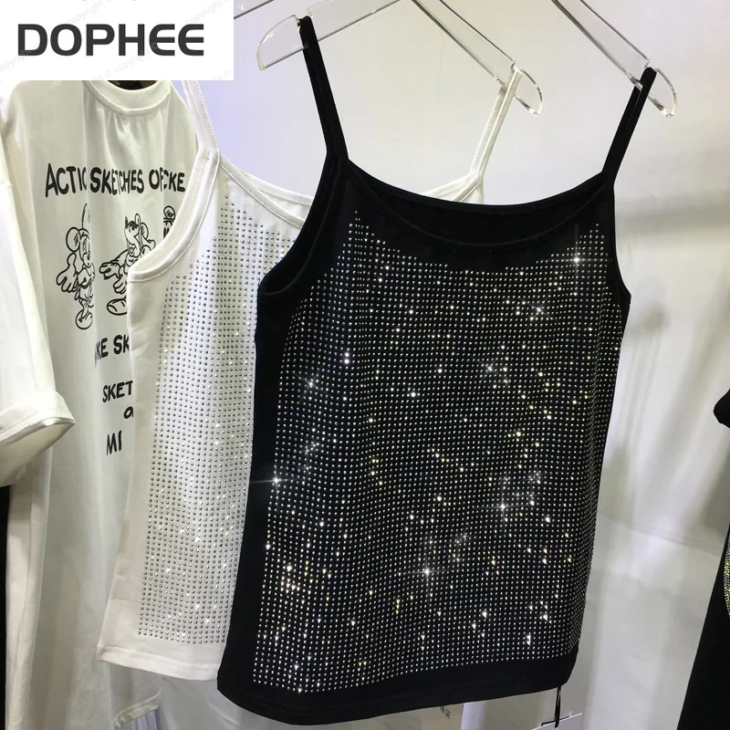 Sparkling Rhinestones Women Sleeveless Garment Pure Cotton Bottoming Shirt Sexy Tight Chest Tank Top All-match Casual Camisole
Sparkling Rhinestones Women Sleeveless Garment Pure Cotton Bottoming Shirt Sexy Tight Chest Tank Top All-match Casual Camisole
