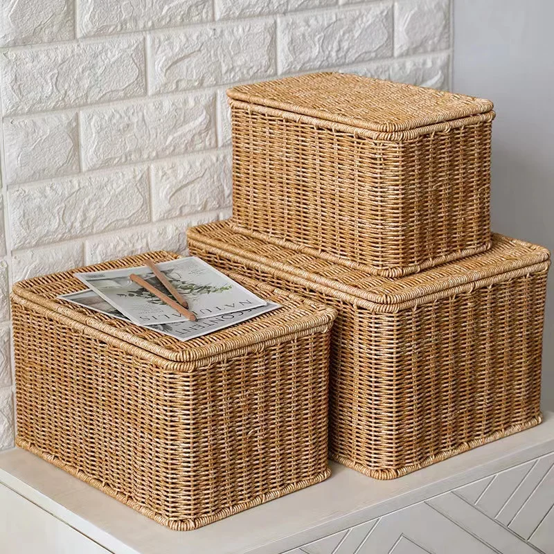 Rectangular Woven Storage Box Hand Woven Basket with Lid Rattan Storage Organizer Desktop Sundries Container Home Decor
Rectangular Woven Storage Box Hand Woven Basket with Lid Rattan Storage Organizer Desktop Sundries Container Home Decor