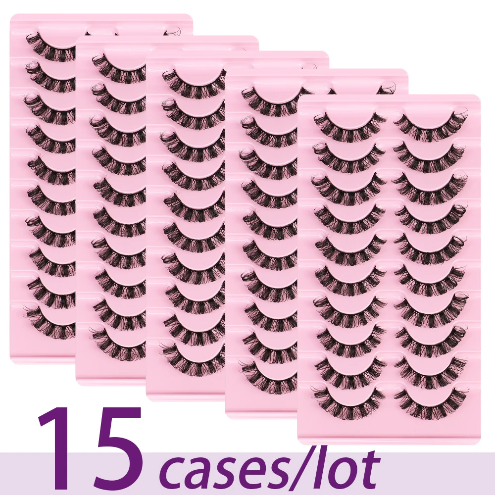 

Russian Strip Lashes Wholesale 15 Cases Natural Look Short Eye Lashes False Lashes Wispy Eyelashes D Curl Pack 10 Pairs