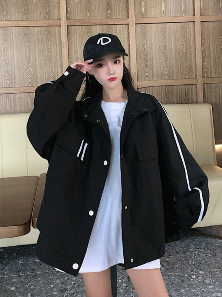 Zoki Harajuku Retro Bf Striped Cargo Jackets Fashion Oversize Loose Women Baseball Coat Korean Casual Long Sleeve Stand Outwear
Zoki Harajuku Retro Bf Striped Cargo Jackets Fashion Oversize Loose Women Baseball Coat Korean Casual Long Sleeve Stand Outwear