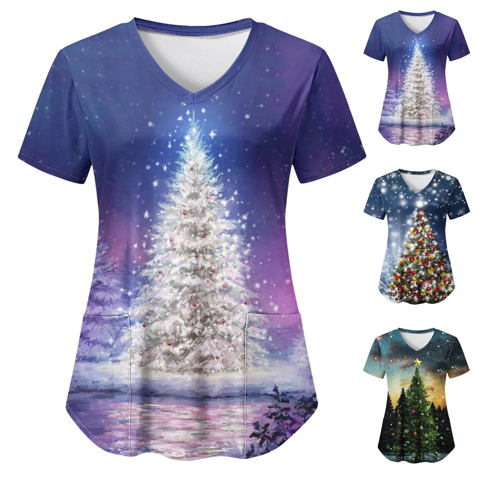 Merry Christmas Scrubs Medical Uniforms Women Casual Christmas Tree Print Short Sleeve Caring Beauty Health Navidad enfermeria
Merry Christmas Scrubs Medical Uniforms Women Casual Christmas Tree Print Short Sleeve Caring Beauty Health Navidad enfermeria