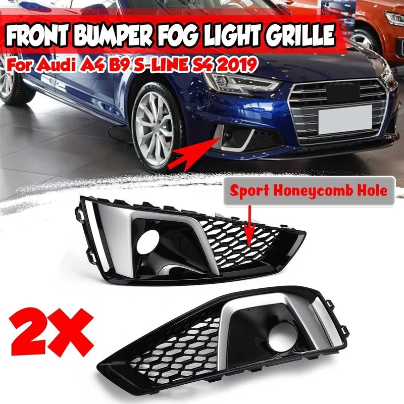 1 Pair S-Lines S4 Car Front Bumper Fog Light Lamp Grill Grille Honeycomb for- A4 B9 S-LINES S4 2019-2020 Chrome
1 Pair S-Lines S4 Car Front Bumper Fog Light Lamp Grill Grille Honeycomb for- A4 B9 S-LINES S4 2019-2020 Chrome