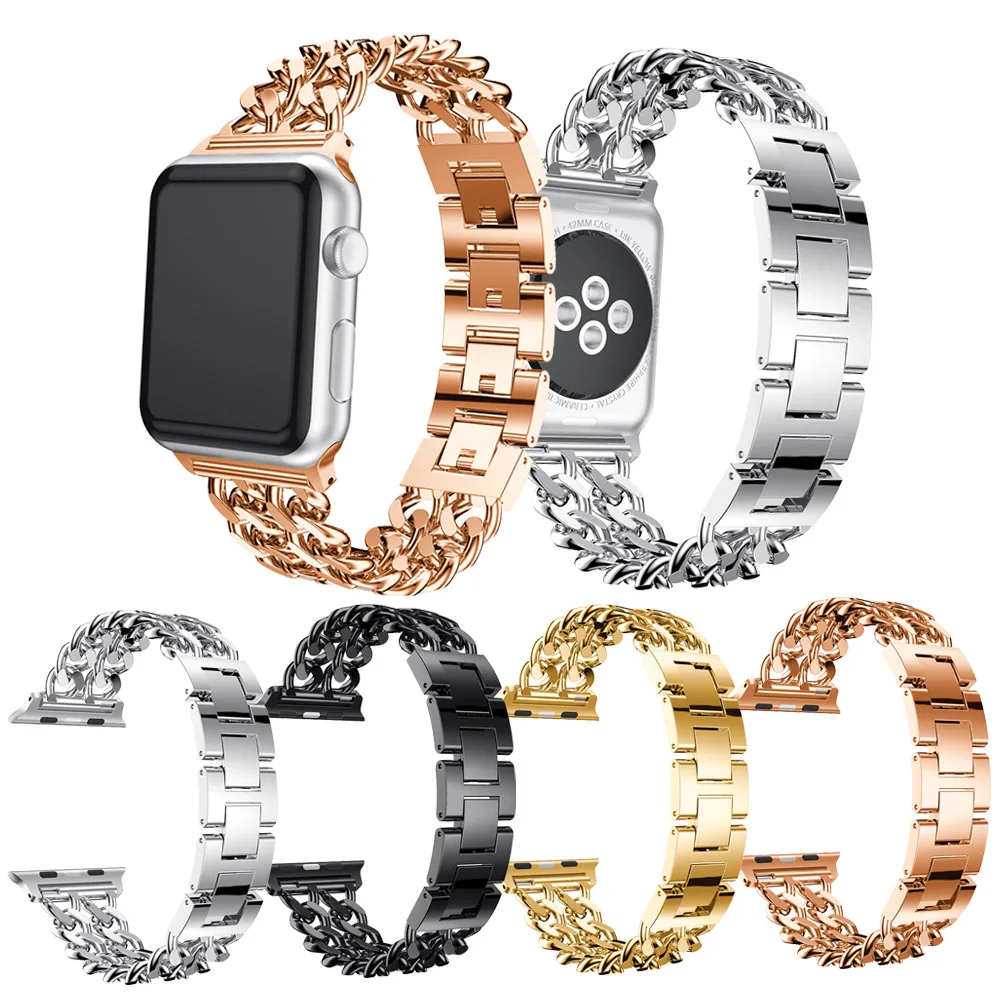 Stainless Steel Watch Band Strap for apple watch 7 6 5 4 Series Double Row Chain Wristband 38mm 40mm 41mm 42mm 44mm 45mm straps
Stainless Steel Watch Band Strap for apple watch 7 6 5 4 Series Double Row Chain Wristband 38mm 40mm 41mm 42mm 44mm 45mm straps