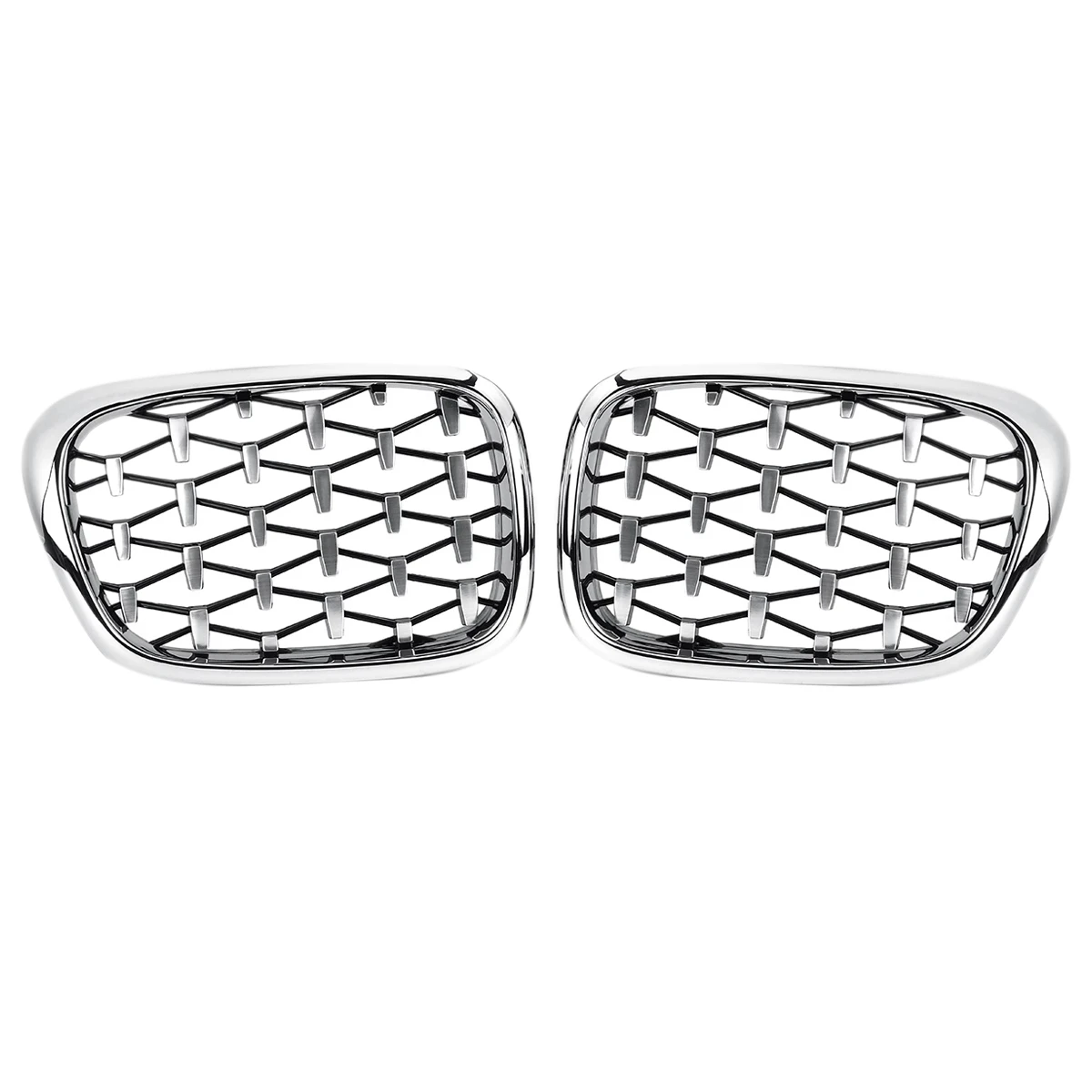 

Glossy Chrome Diamond Front Kidney Grill for -BMW E39 525I 528I 530I 540I M5 1997-2003 51137005837 51137005838