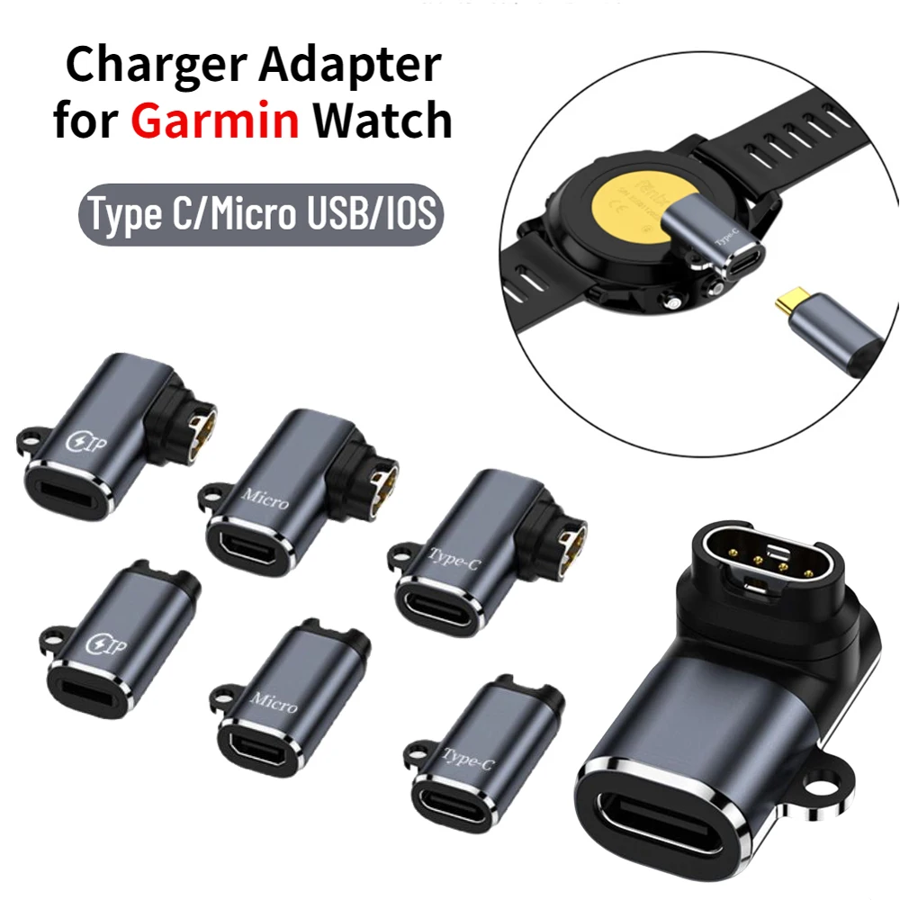 

Type C/Micro/ios USB Female to Charger Adapter for Garmin Fenix 7/7S/7X/6/6S/6X/5/5X instinct 2S Venu 2 plus 955 945 EPIX Watch