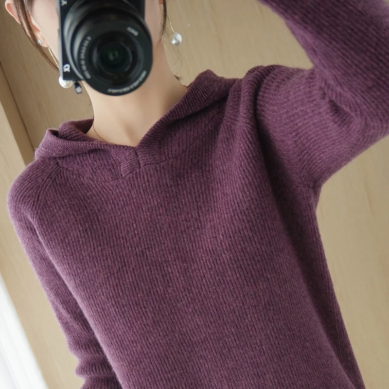 100% Pure Wool New Cashmere Sweater Women's Hooded Collar Solid Color Pullover Fashion Plus Size Warm Knitted Bottoming Shir
100% Pure Wool New Cashmere Sweater Women's Hooded Collar Solid Color Pullover Fashion Plus Size Warm Knitted Bottoming Shir