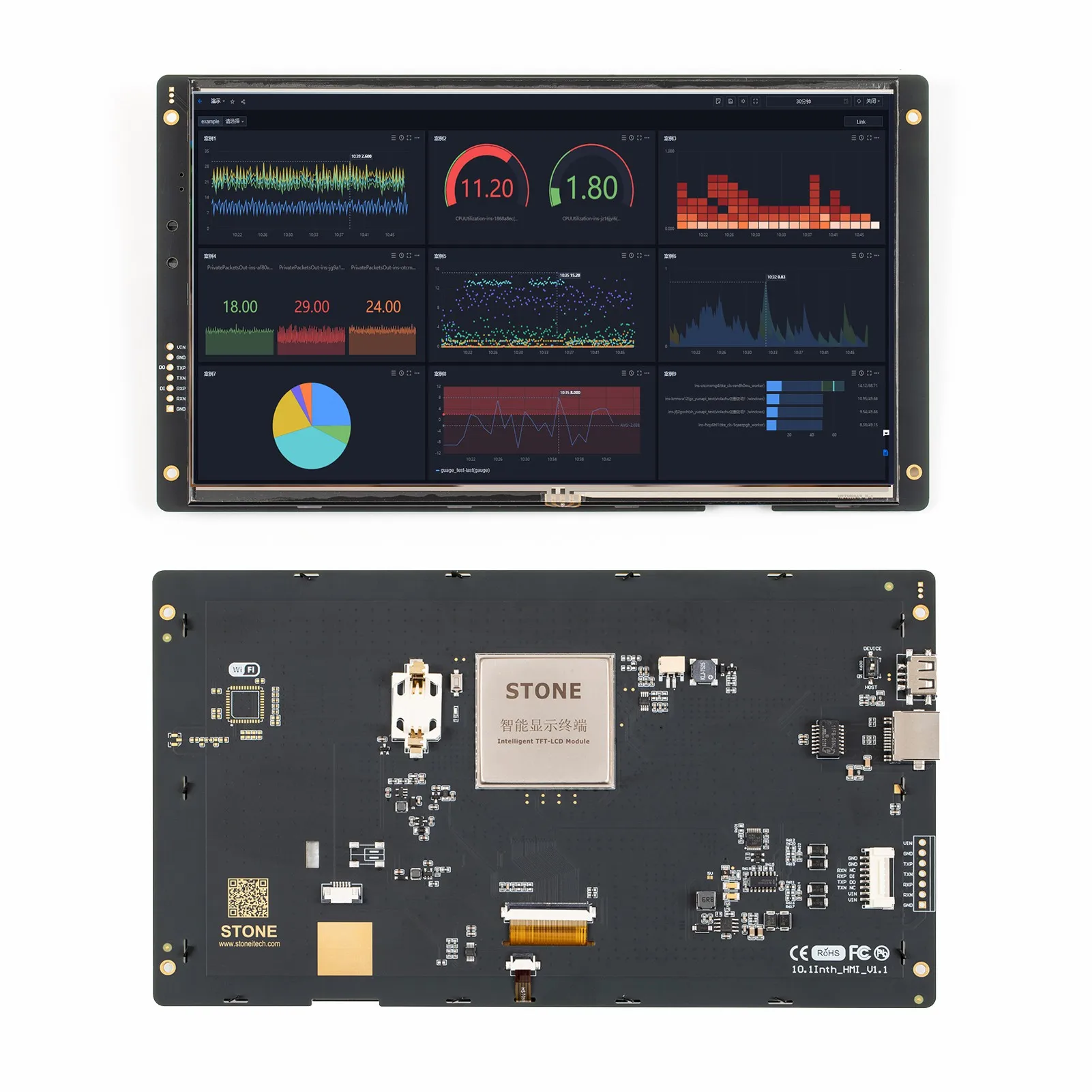

SCBRHMI Display STWI101WT-01 - 10.1" HMI Intelligent Resistive Touch Panel Board UART TFT LCD Module Work with Arduino ESP32