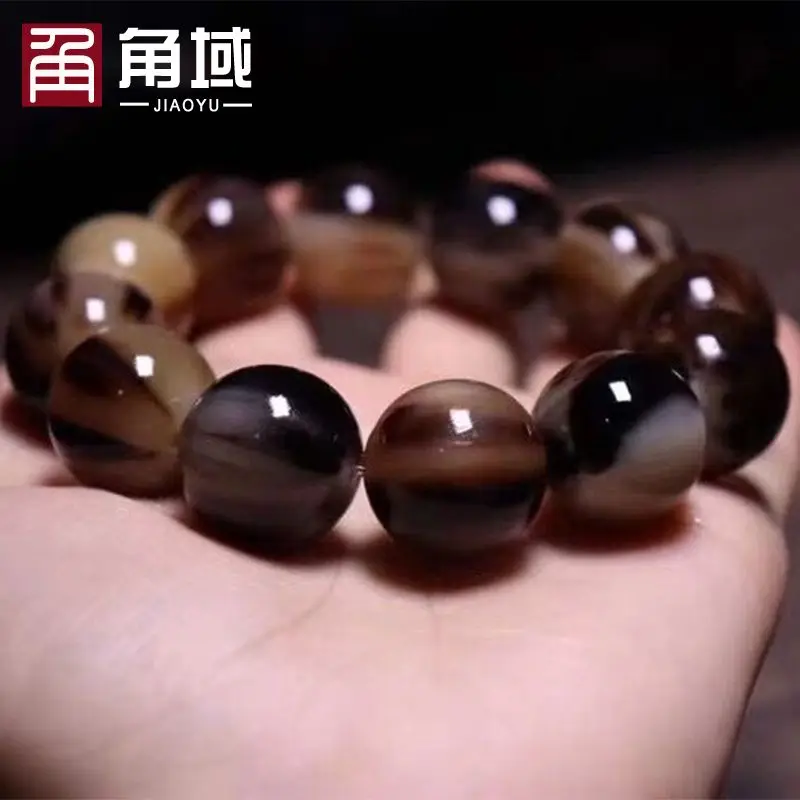 

SNQPAuthentic Natural Tibetan Yak Horn Bracelet For Men And Women Buddhist Beads With Blood Silk Flower Ox Bone