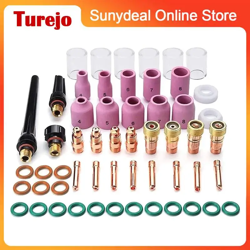 55 PCS TIG Welding Torch Accessories Kit Alumina Nozzle Stubby Gas Lens 10 Pyrex Cup Kit For TIG WP-17/18/26 Tools
55 PCS TIG Welding Torch Accessories Kit Alumina Nozzle Stubby Gas Lens 10 Pyrex Cup Kit For TIG WP-17/18/26 Tools