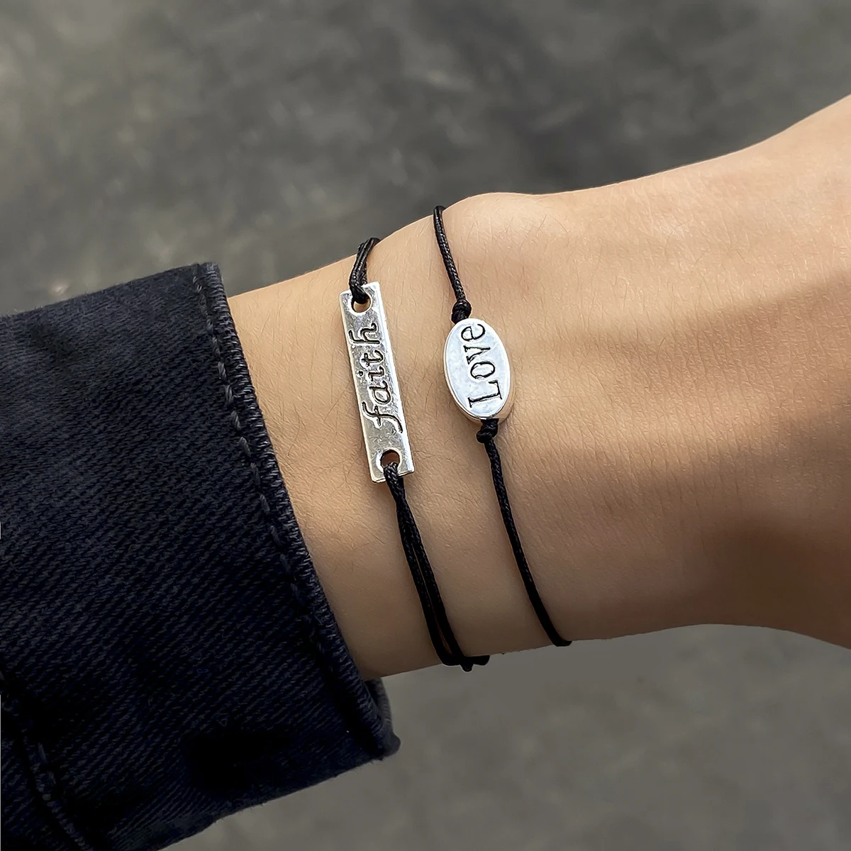 Lacteo Black Rope Carving Letter Bracelets For Men Couple Bracelet Anklet Faith Handmade Jewelry Valentine's Day Gift 2PCS
Lacteo Black Rope Carving Letter Bracelets For Men Couple Bracelet Anklet Faith Handmade Jewelry Valentine's Day Gift 2PCS