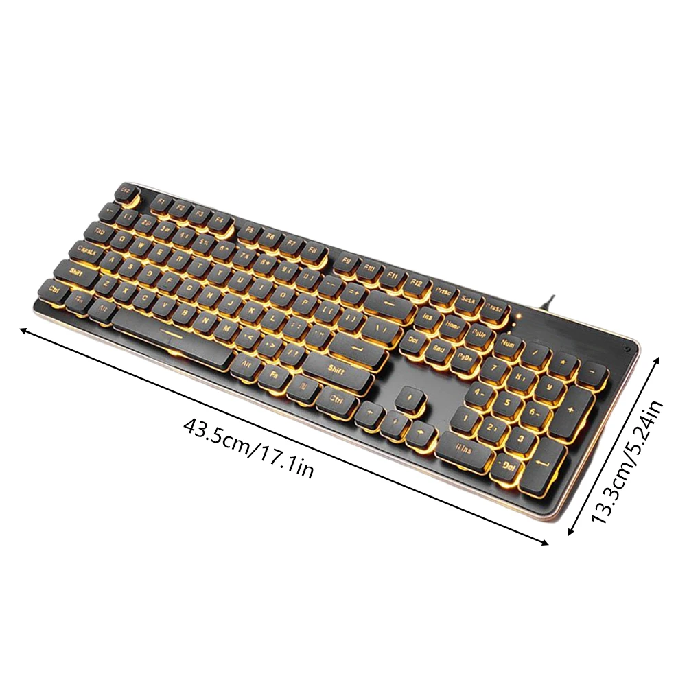 

USB Wired Keyboard Orange Light Backlit Key Board Silent Mechanical Keypad Luminous Keypads Low Noise Entertainment