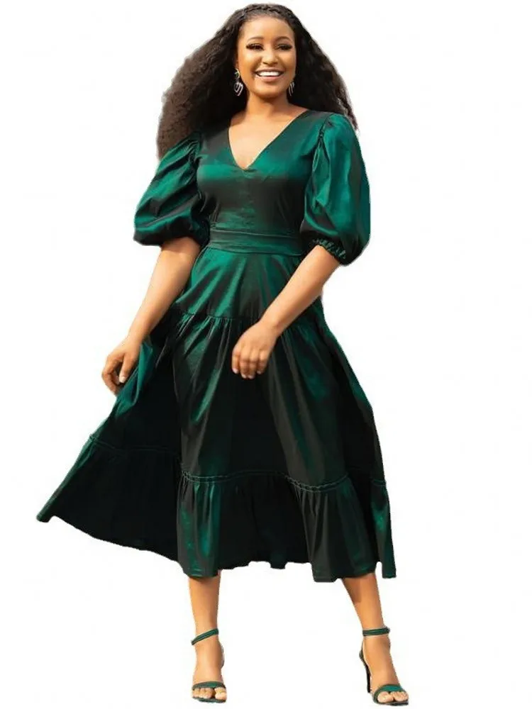 

Африканские платья для женщин, африканская одежда, Дашики, зеленые платья Анкары, базин, традиционный халат, Африканское длинное платье, Новинка лета 2023