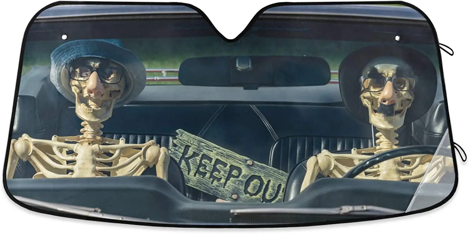 Qilmy Car Sunshade for Windshield Foldable Automotive Sun Visor Protector for SUV Truck Front Window, Auto Skull Human 
Qilmy Car Sunshade for Windshield Foldable Automotive Sun Visor Protector for SUV Truck Front Window, Auto Skull Human
