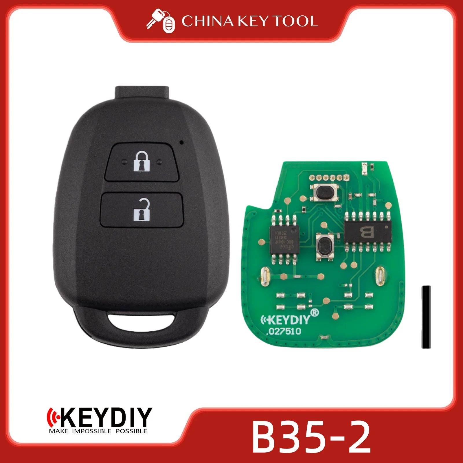 KEYDIY KD B35-2 Универсальный дистанционный ключ серии B, 2 кнопки, совместимые с типом Toyota
KEYDIY KD B35-2 Универсальный дистанционный ключ серии B, 2 кнопки, совместимые с типом Toyota