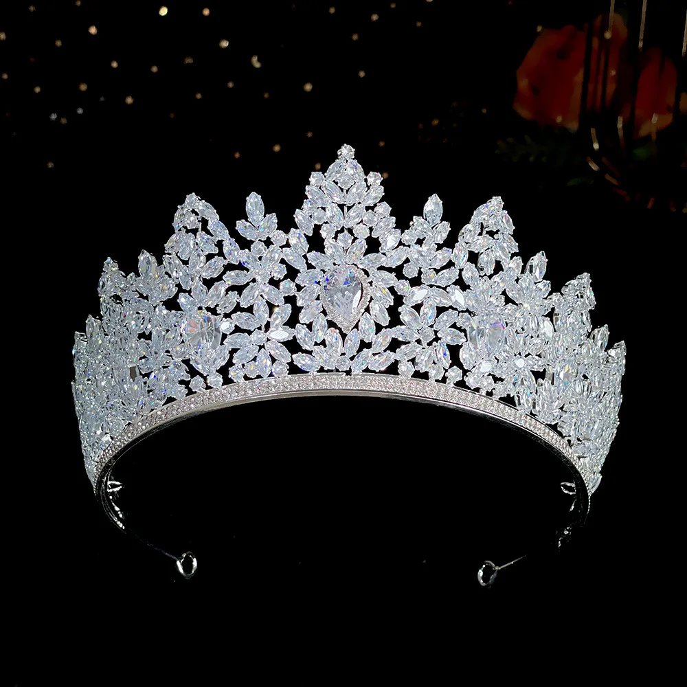 

Luxury Wedding Tiaras Crowns For Bride Full Zirconia Bridal Diadem Headdress CZ Pageant Prom Party Women Hair Jewelry Headband