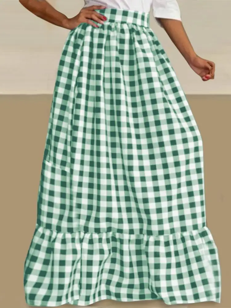 VONDA 2022 Bohemian Women Plaid Skirts Summer High Waist Checked Baggy Jupe Female Vintage Pleated Ruffled Loose Skirt Oversize
VONDA 2022 Bohemian Women Plaid Skirts Summer High Waist Checked Baggy Jupe Female Vintage Pleated Ruffled Loose Skirt Oversize