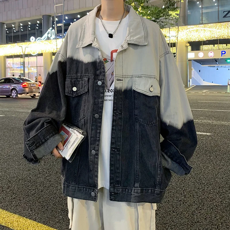 Tie-dye Gradient Denim Jacket for Men Autumn Coat New Korean Fashion Women Loose Lapel Veste Retro Chaquetas Couple clothing
Tie-dye Gradient Denim Jacket for Men Autumn Coat New Korean Fashion Women Loose Lapel Veste Retro Chaquetas Couple clothing