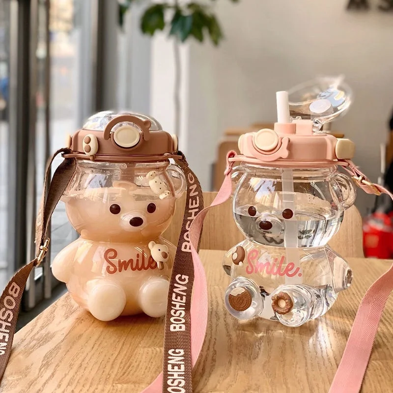 Cute Bear Plastic Cup Water Bottle Girl Kids Gift School Portable Straw Handle Strap Sports Water Bottle Korean Big Belly Cup
Cute Bear Plastic Cup Water Bottle Girl Kids Gift School Portable Straw Handle Strap Sports Water Bottle Korean Big Belly Cup
