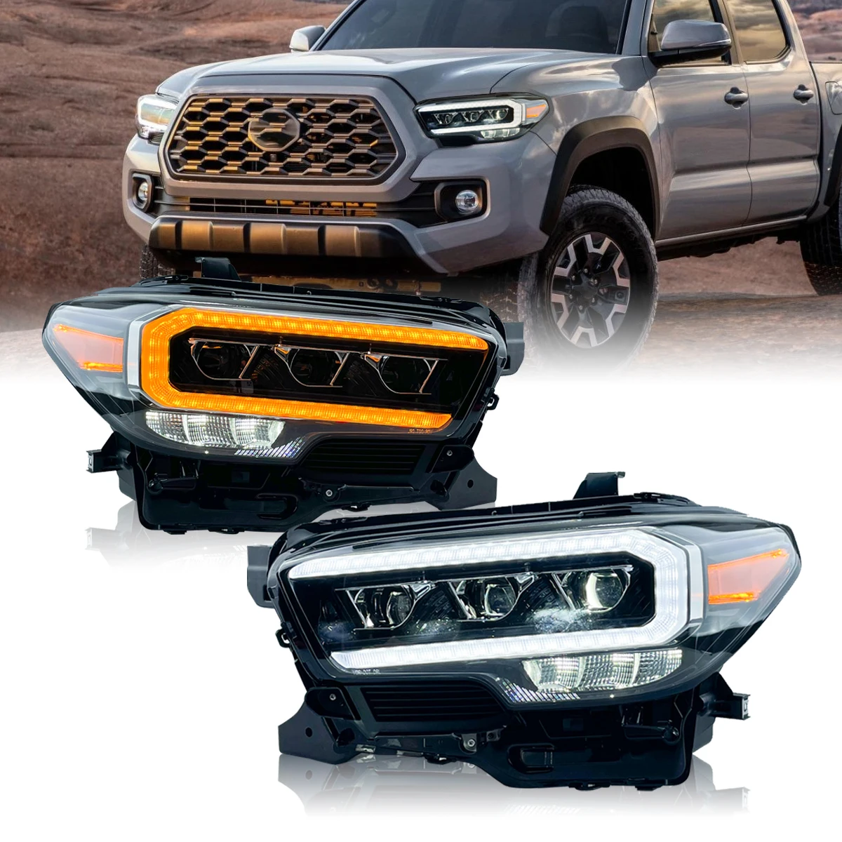 Лампы головного света в сборе, подходят для Toyota Tacoma 2015-2020, передняя лампа, три объектива, фары, дневные ходовые огни
Лампы головного света в сборе, подходят для Toyota Tacoma 2015-2020, передняя лампа, три объектива, фары, дневные ходовые огни
