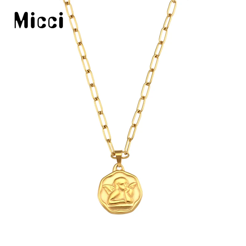 Micci Cupid Angel Coin Pendant Necklace Geometric Hexagon Stainless Steel Gold Plated Lucky Necklace Holiday Gift Wholesale Sale
Micci Cupid Angel Coin Pendant Necklace Geometric Hexagon Stainless Steel Gold Plated Lucky Necklace Holiday Gift Wholesale Sale
