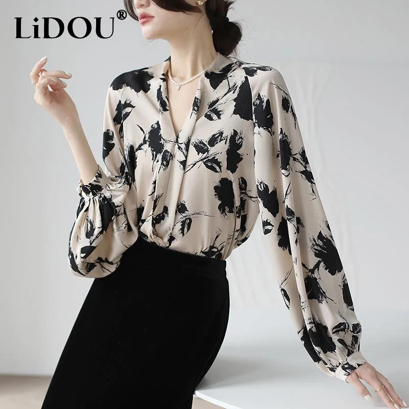 2023 Spring New Fashion V-neck Puff Sleeve Vintage Printing Chiffon Shirt Women French Style Elegant Casual All-match Pullovers 
2023 Spring New Fashion V-neck Puff Sleeve Vintage Printing Chiffon Shirt Women French Style Elegant Casual All-match Pullovers