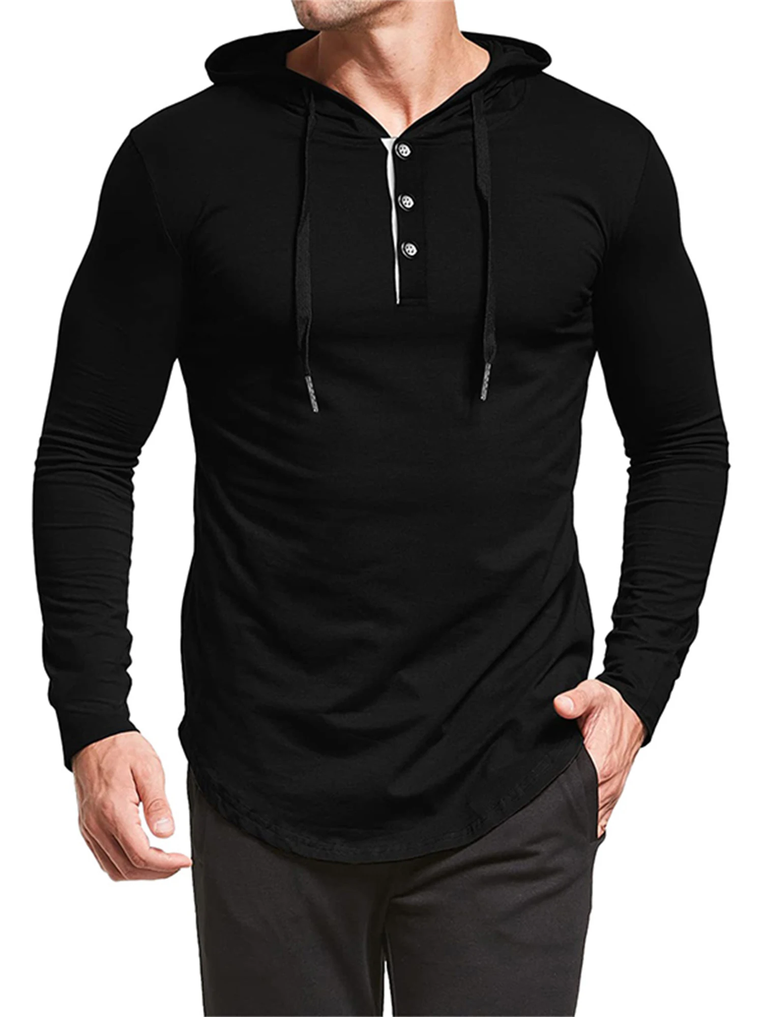 Sudadera con Capucha para Hombre Camiseta Deportiva Ajustada de Hombre Pullover Delgado de Deporte con Botones y Manga Larga
Sudadera con Capucha para Hombre Camiseta Deportiva Ajustada de Hombre Pullover Delgado de Deporte con Botones y Manga Larga
