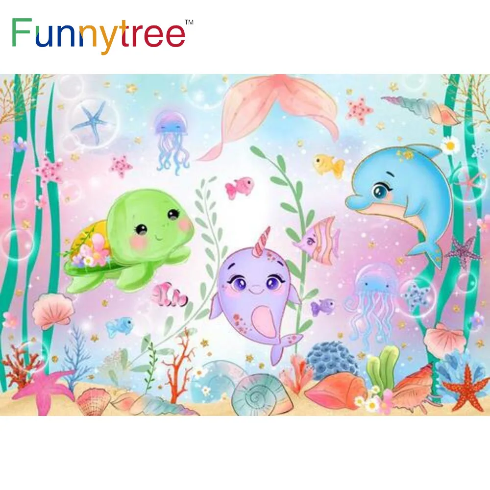 Funnytree Under the Sea Birthday Party Backdrop Ocean Cartoon Baby Shower Turtle Dolphin Children Marine Photocall Background
Funnytree Under the Sea Birthday Party Backdrop Ocean Cartoon Baby Shower Turtle Dolphin Children Marine Photocall Background