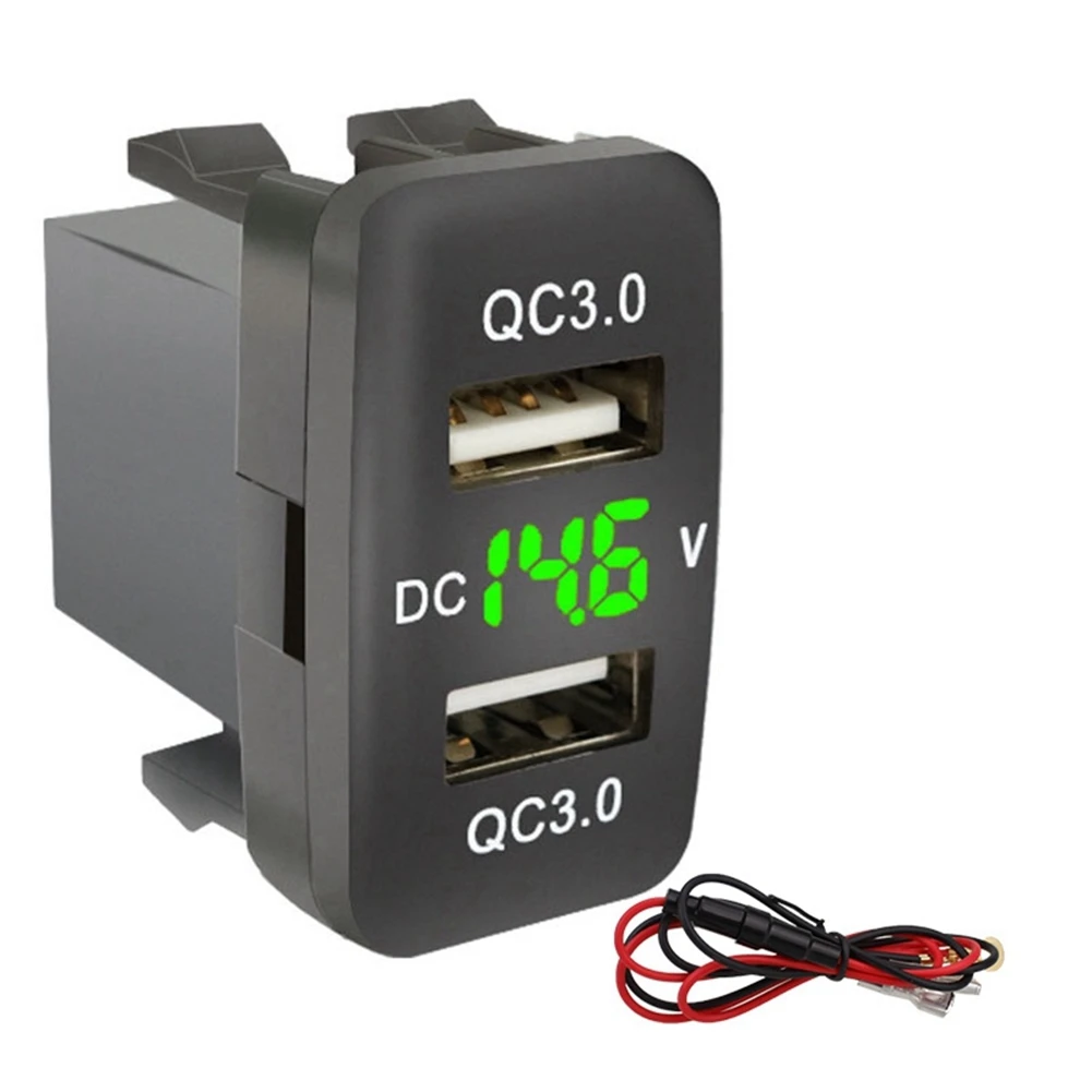 Car Dual USB3.0 Fast Charge with Display Voltmeter Black and Green Voltage Car Charger for Toyota
Car Dual USB3.0 Fast Charge with Display Voltmeter Black and Green Voltage Car Charger for Toyota