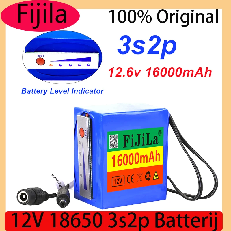 

11.1V/12.6V Lithium Batterij 12V 18650 3s2p 16000Mah Indicator Light Voor Vis Detector Onderwater vissen Camera