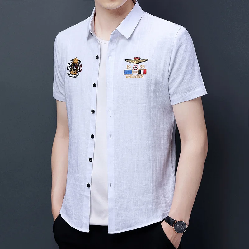 2022 New Embroidered Summer Men's Shirts Youth Outer Wear Cardigan Men's Button-Up Shirts 
2022 New Embroidered Summer Men's Shirts Youth Outer Wear Cardigan Men's Button-Up Shirts