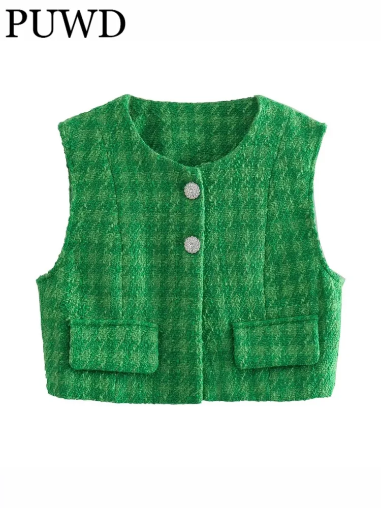 PUWD Women Green O Neck Fragrance Vest 2022 Summer Fashion Girls Casual Female Sleeveless Polyester Two Button Vest
PUWD Women Green O Neck Fragrance Vest 2022 Summer Fashion Girls Casual Female Sleeveless Polyester Two Button Vest