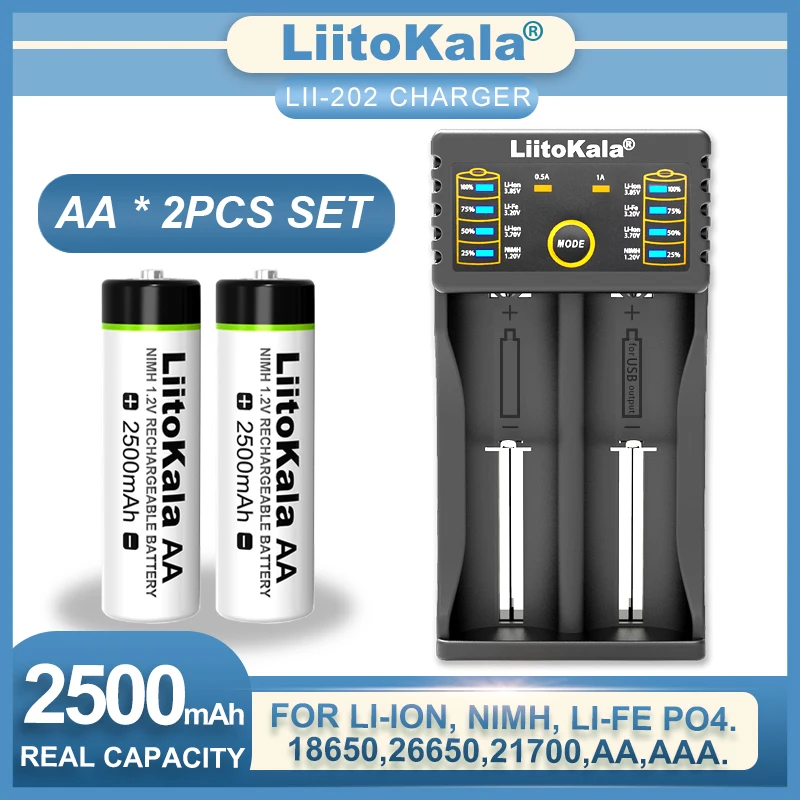 Liitokala Lii-202 Charger 1.2V AA 2500mAh AAA 900mAh Ni-MH Rechargeable Battery Temperature Gun Remote Control Mouse Toy Lii-402
Liitokala Lii-202 Charger 1.2V AA 2500mAh AAA 900mAh Ni-MH Rechargeable Battery Temperature Gun Remote Control Mouse Toy Lii-402
