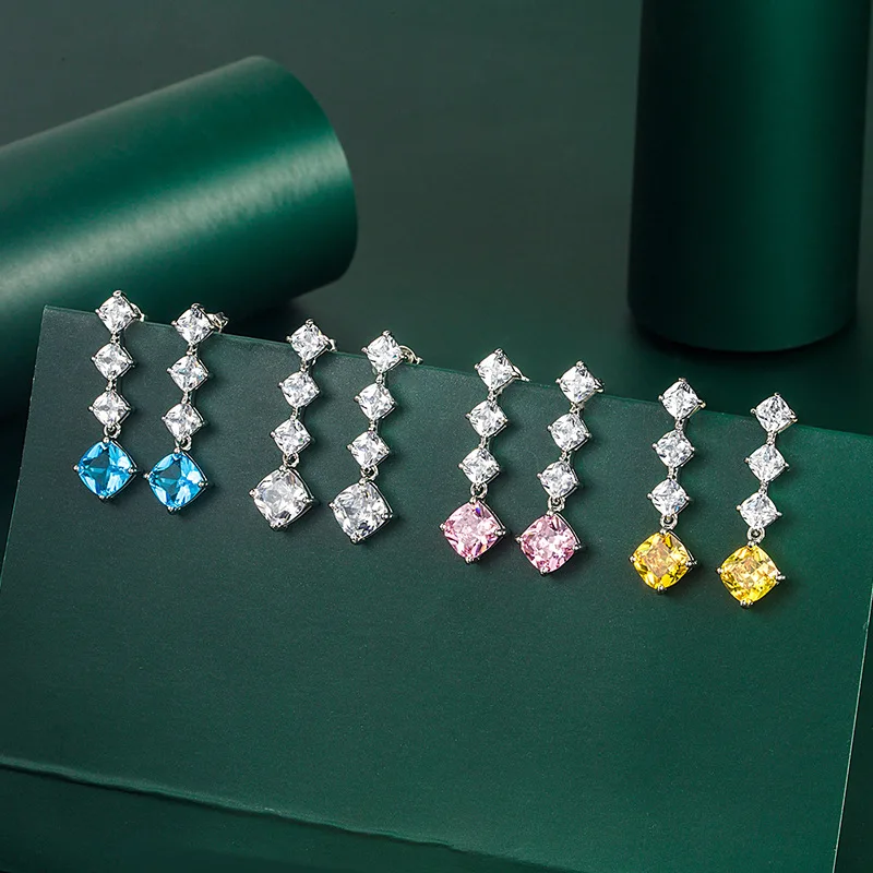 Silver Needle Square Earrings Fashion Diamond-shaped Yellow Diamond Earrings New Colorful Treasure Earrings Earrings for Women
Silver Needle Square Earrings Fashion Diamond-shaped Yellow Diamond Earrings New Colorful Treasure Earrings Earrings for Women
