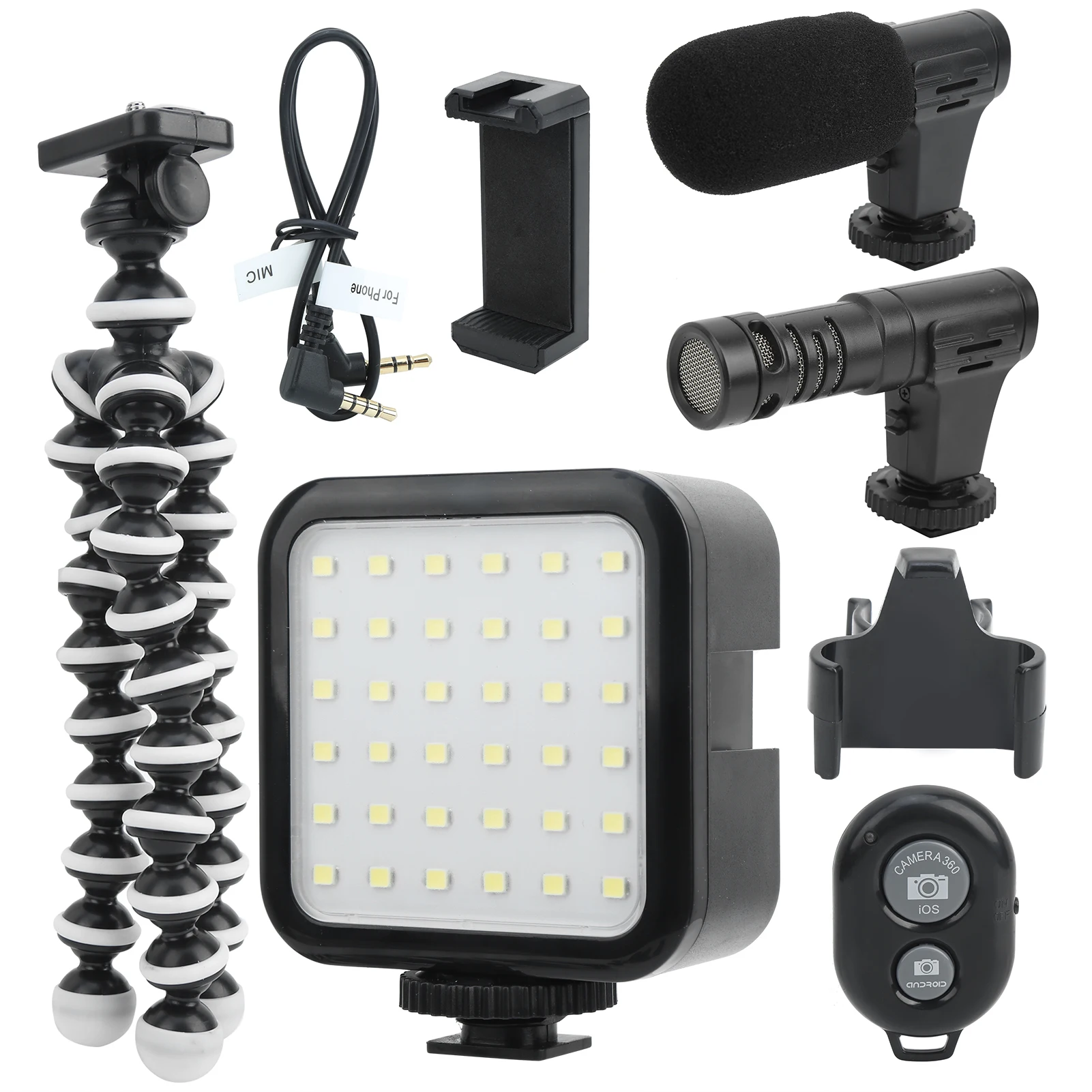 Mobile Photography Set Desktop Tripod Fill Light Microphone Phone Clip for Live Broadcast 
Mobile Photography Set Desktop Tripod Fill Light Microphone Phone Clip for Live Broadcast