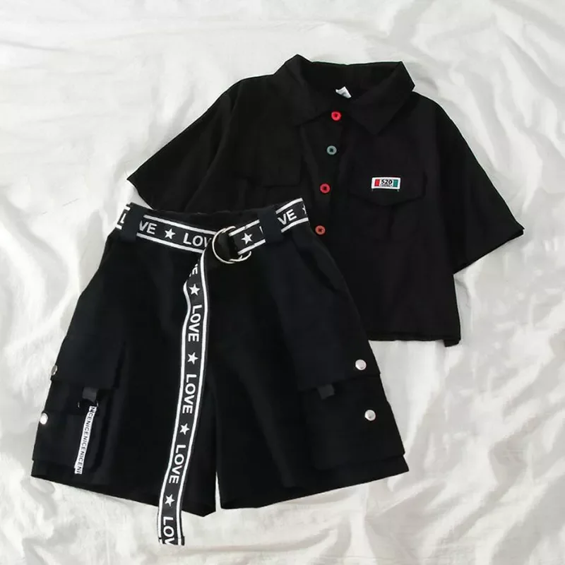 Summer 2021 Two Piece Set Ribbon Shorts With T Shirt Streetwear Loose Shorts And T Shirt With Belt
Summer 2021 Two Piece Set Ribbon Shorts With T Shirt Streetwear Loose Shorts And T Shirt With Belt
