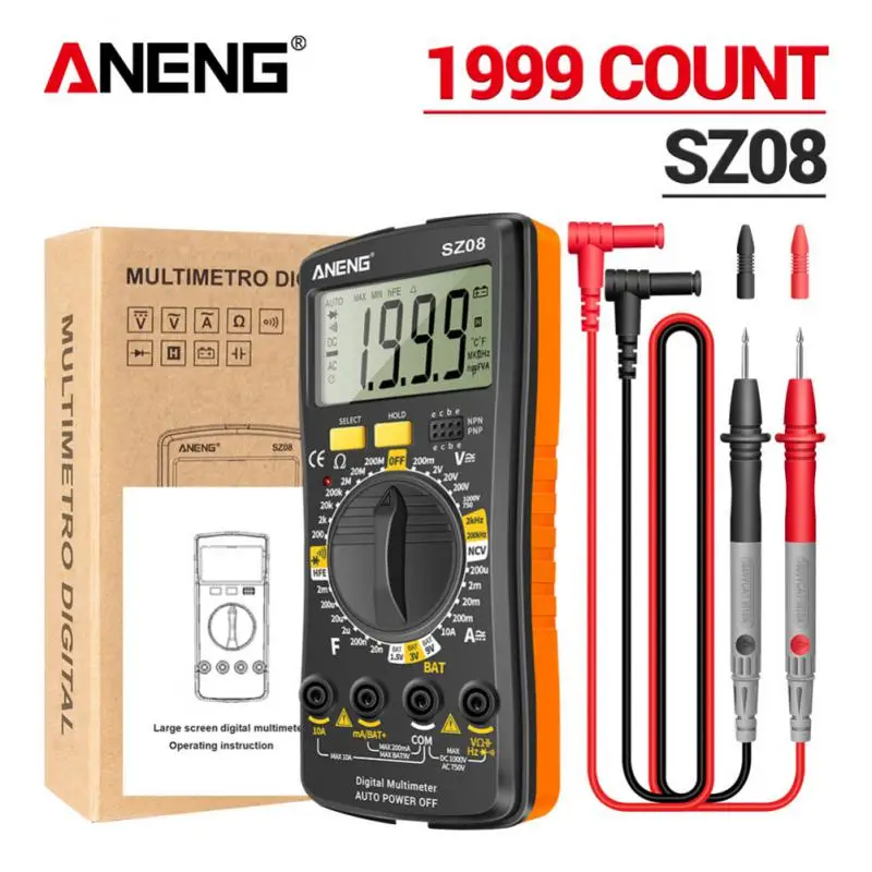 ANENG SZ08 Digital Multimeter Ultra-thin storage Professional Multimetro Auto Voltmeter AC DC 220V Resistance Handhold Testers
ANENG SZ08 Digital Multimeter Ultra-thin storage Professional Multimetro Auto Voltmeter AC DC 220V Resistance Handhold Testers