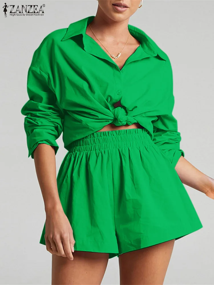 ZANZEA Tops and Shorts Oversize Short Sets Women Drop-shoulder Long Shirts Two Piece Outfits Casual Loose Solid Color Tracksuits
ZANZEA Tops and Shorts Oversize Short Sets Women Drop-shoulder Long Shirts Two Piece Outfits Casual Loose Solid Color Tracksuits