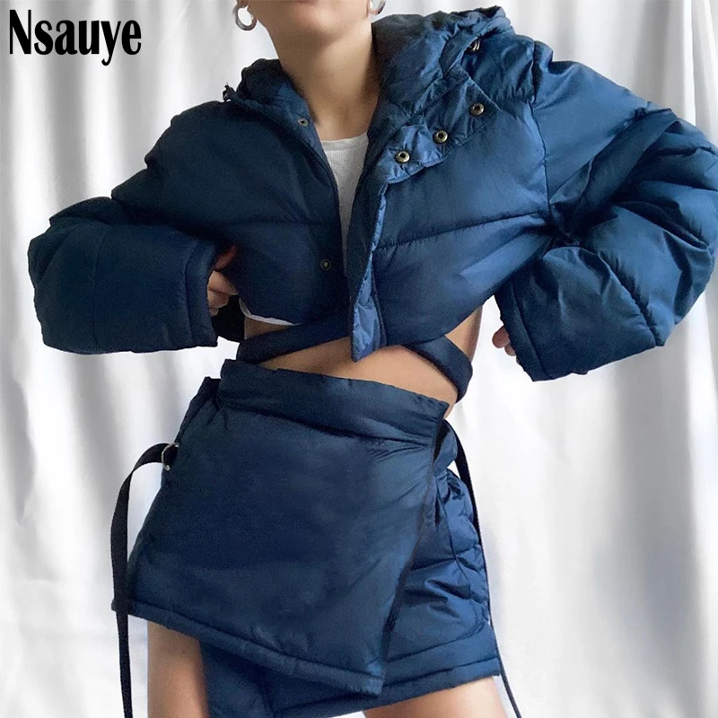 Nsauye Winter Fashion Women Parkas Cotton Dress Sets Long Sleeve Hooded Coat Tops And Mini Skirt With Sashes Two Piece Set 2021
Nsauye Winter Fashion Women Parkas Cotton Dress Sets Long Sleeve Hooded Coat Tops And Mini Skirt With Sashes Two Piece Set 2021
