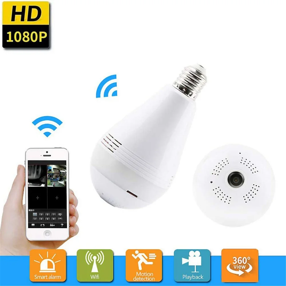 360 Panoramic IR Light Bulb Camera 1080P Wireless WiFi Surveillance IP Camera Lamp Night Vision 3D VR Display Security Camcorder
360 Panoramic IR Light Bulb Camera 1080P Wireless WiFi Surveillance IP Camera Lamp Night Vision 3D VR Display Security Camcorder
