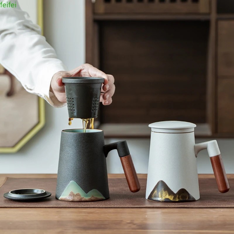 mountain design ceramic tea mugs with filter ceramic coffee cup chinese tea cup 400ml
mountain design ceramic tea mugs with filter ceramic coffee cup chinese tea cup 400ml