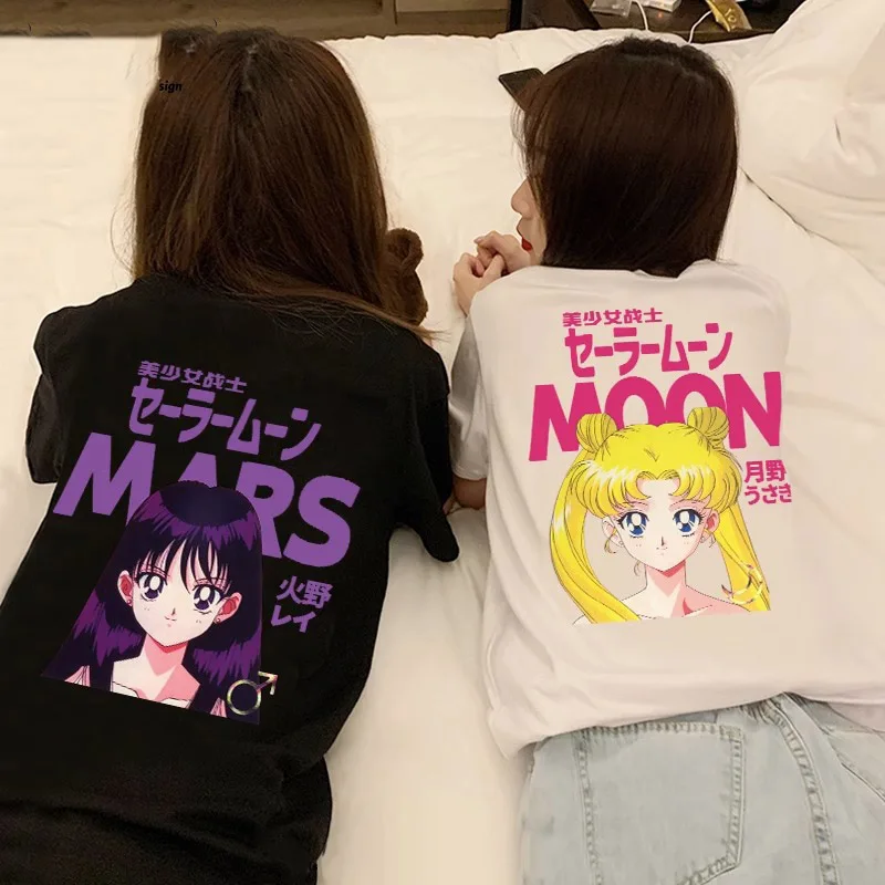 Bandai Anime Sailor Moon Women T-Shirt Summer Cartoon Kawaii Cotton Loose Short Sleeve Print Round Neck Couples Clothes Top Tees
Bandai Anime Sailor Moon Women T-Shirt Summer Cartoon Kawaii Cotton Loose Short Sleeve Print Round Neck Couples Clothes Top Tees