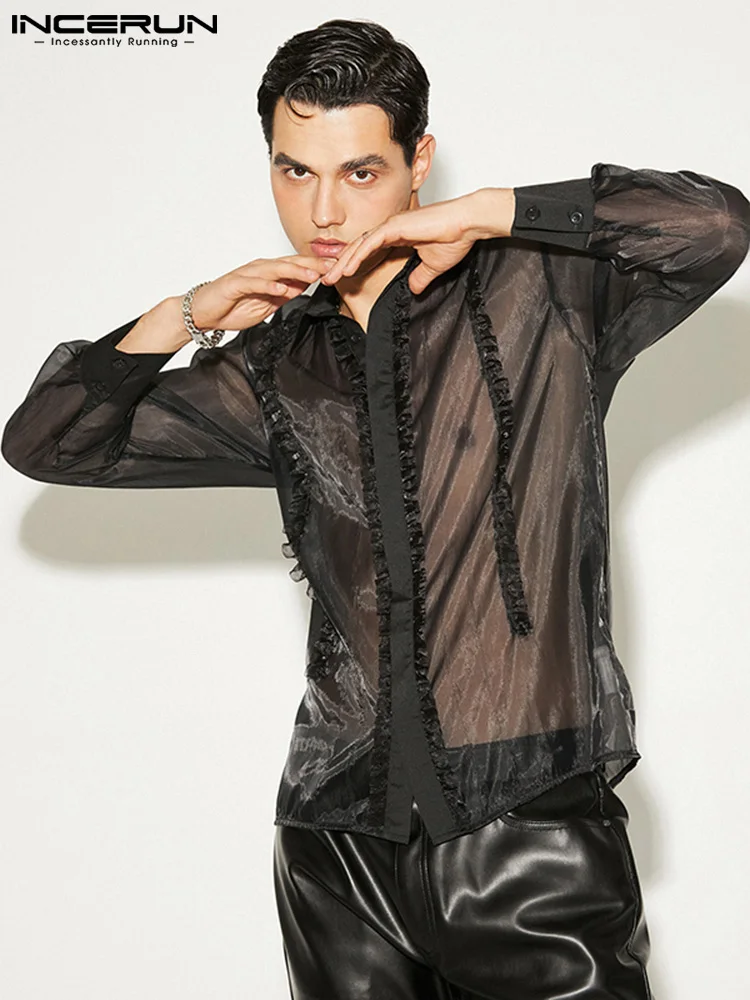 INCERUN Men Shirt Mesh Patchwork Lapel Long Sleeve Ruffle See Through Sexy Party Nightclub Camisa 2022 Fashion Streetwear Shirts
INCERUN Men Shirt Mesh Patchwork Lapel Long Sleeve Ruffle See Through Sexy Party Nightclub Camisa 2022 Fashion Streetwear Shirts