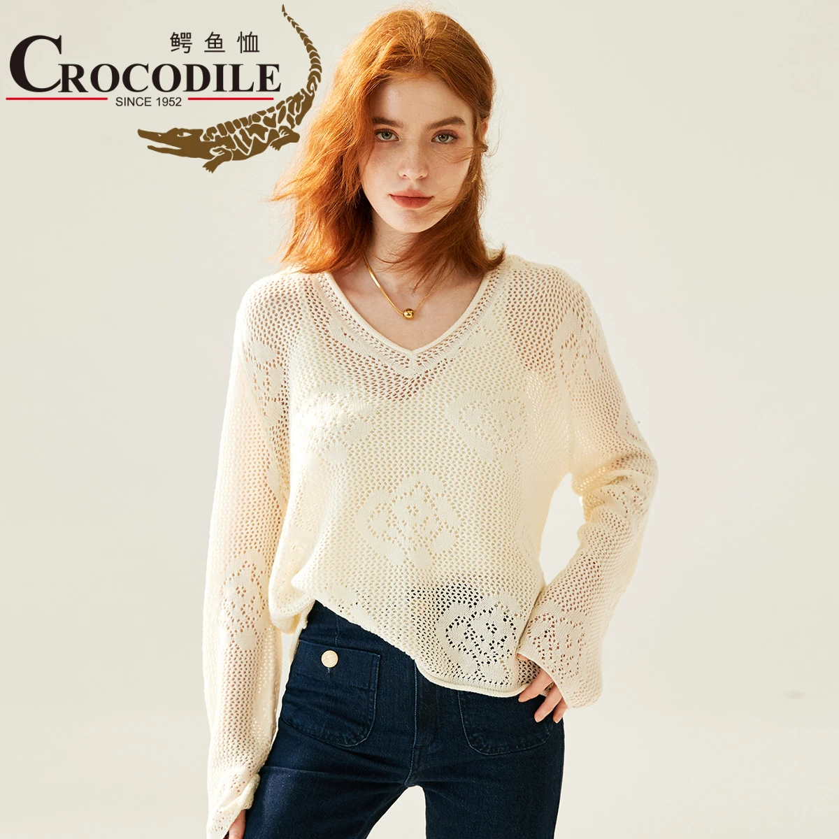 Crocodile 2022 Spring Autumn New Thin Style Loose Hollow Out Knit Pullovers V-Neck Women's Clothes Long Sleeve Outer Sweater
Crocodile 2022 Spring Autumn New Thin Style Loose Hollow Out Knit Pullovers V-Neck Women's Clothes Long Sleeve Outer Sweater