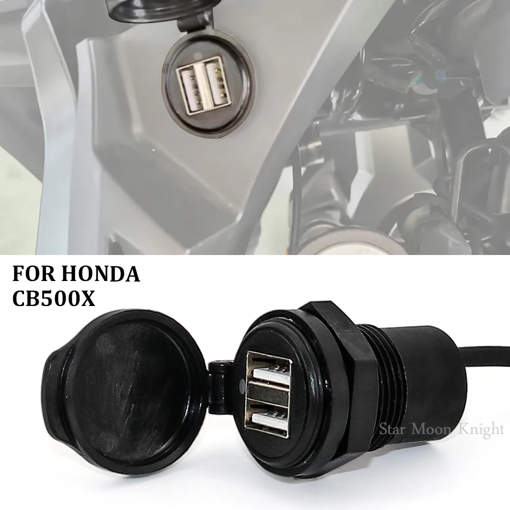

For Honda CB500X 2019 Socket Splitter 2 USB Charger Cover Car Charger with Led Light Power Adapter Motorcycle Socket Mount